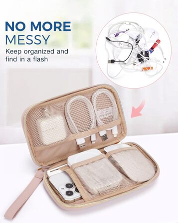 Органайзер для кабелів Bagsmart: рожевий, для подорожей, USB, зарядні пристрої та аксесуари