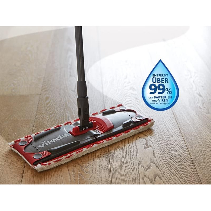 Vileda Ultramax Turbo 2in1: Набір для миття підлоги з відром та мікрофіброю | Телескопічна ручка (75–130 см), система віджиму, для плитки, ламінату та паркету | Еко-упаковка