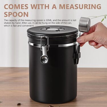 Кавовий контейнер ZONJIE 2.8л з нержавіючої сталі, вакуумний, з CO2-вентилем та датчиком дати, для 1 кг кавових зерен