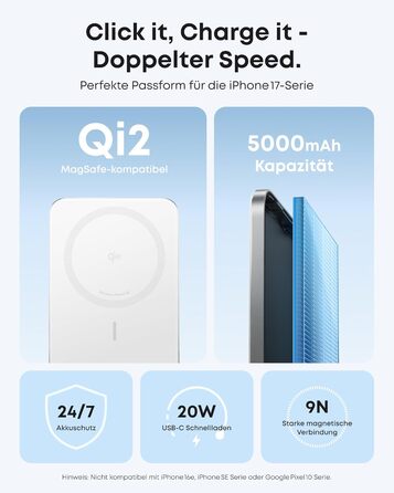 Anker Powerbank Nano: компактний 5000mAh, Qi2, MagSafe, 15W, для iPhone 16/15/14/13/12