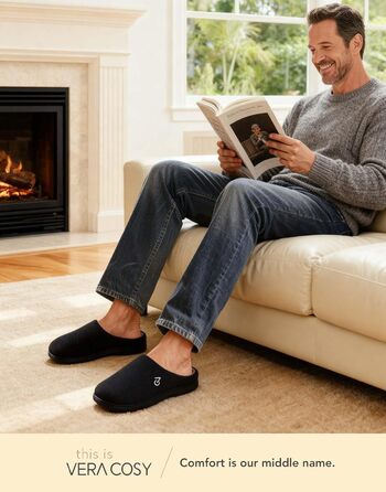 Чоловічі халапи VeraCosy з двокольоровим дизайном, устілка з Memory Foam, 44/45 EU, чорно-сірий, колір: холодний сірий