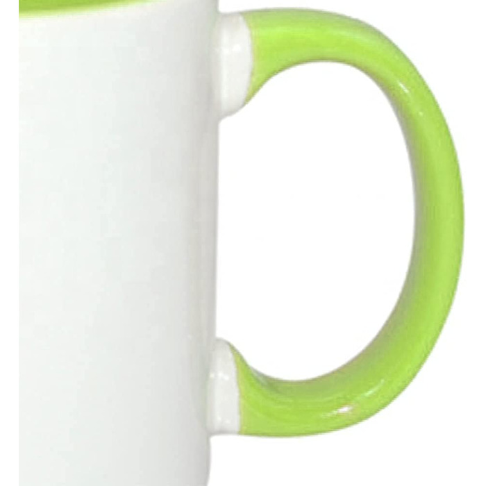 MR.R Set of 6 Sublimation Blanks, 334 ml, Dishwasher-Safe Ceramic Coffee Mugs, Green Color, Interior Cup and Handle, Drinking Cup for Milk, Tea, Cola, Water