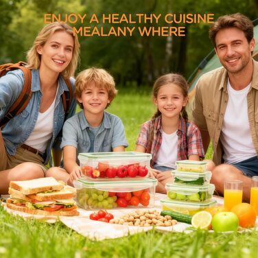 Набір контейнерів для зберігання їжі AiQInu 5 шт. з кришкою, BPA-Free, PP (1.5L+1L+0.5L+0.24L+0.12L), прозорі, для холодильника та мікрохвильової печі