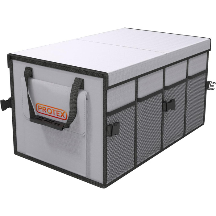 PROTEX Trunk Organizer [2024 Test Winner] 70 L Cooler Bag - Foldable Trunk Bag with Lid - XXL Trunk Box with Insulation (Heat & Cold) - Practical & Waterproof (gray)