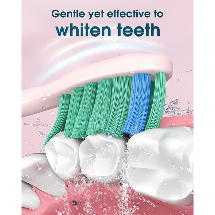 Електрична зубна щітка для дорослих з 6 насадками, акумуляторна звукова щітка, рожева (1 шт.) - тривала робота до 180 днів