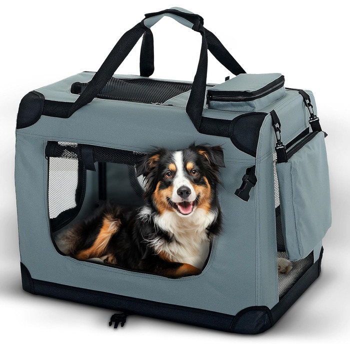 Транспортна переноска для собак і котів PET VIOLET, сіра, 62x42x44 см (L 70 x B 52 x H 50 см)