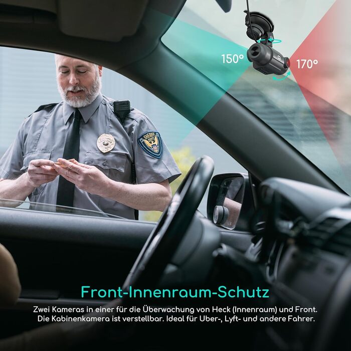 Відеореєстратор COOAU D30S 4K з GPS, WiFi, двома камерами (передньою 4K та внутрішньою 2.5K), інфрачервоною нічною зйомкою, G-сенсором, паркувальним режимом та підтримкою карт пам'яті до 256GB