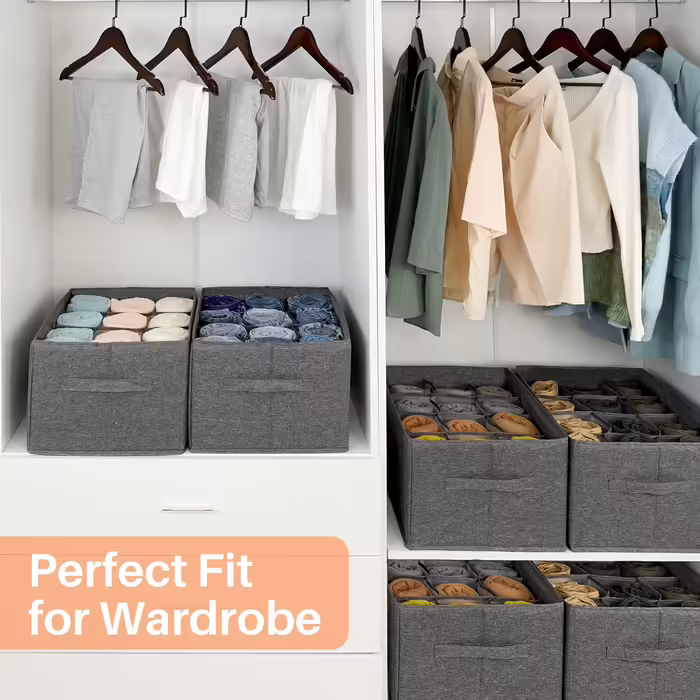 EASEVE Closet Organizer Drawer Storage Box for Clothes - 12 Cell Drawer Organization System Closet Clothes Storage Boxes for Jeans, Pants, Towel, Shirt, Sweater (2 Pack)