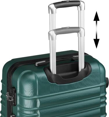 Набір валіз Zelsius 4 шт. Рожевий | ABS валізи з кодовим замком, 4 колеса та внутрішній роздільник | Ручна валіза, набір валіз 4 шт., роулер, велика валіза (петролево-зелений)