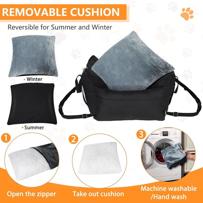 Зручний автокрісло для собак, неслизьке, 2-в-1, з кріпленням, знімний килимок