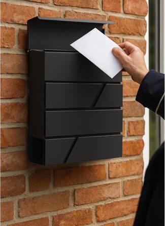 Поштовий ящик сталевий антрацит з газетницею, настінний - Verzinkter Stahl