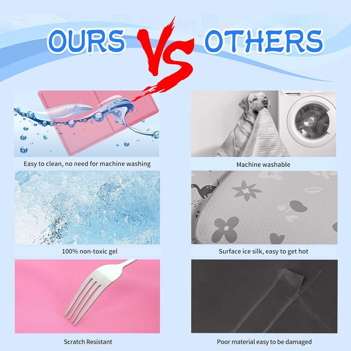 Килимок охолоджуючий для собак та котів, самоохолоджуючий, 50x40 см, з нетоксичним гелем (рожевий)