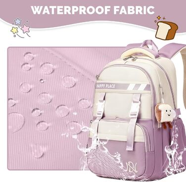 Шкільний рюкзак IvyH для дівчаток, водонепроникний, для 5-9 класів, з нейлону, велика місткість, зелено-фіолетовий