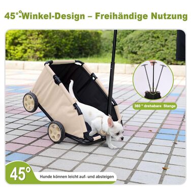 Міні-візок для тварин, складаний, багатофункціональний, з кишенькою та безпечним тросом (Хакі)