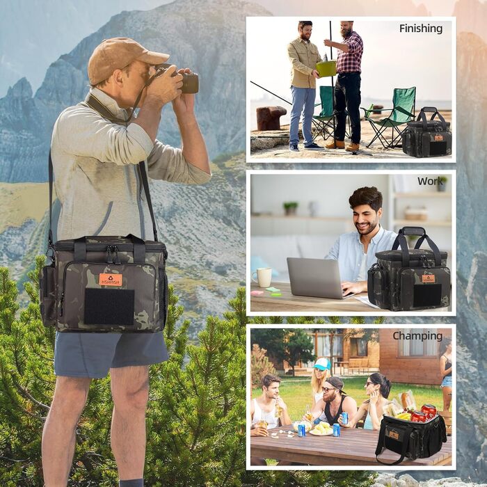 Тактична ланч-сумка HSHRISH, 12L, чорний камуфляж – велика ізольована сумка для їжі для чоловіків, дорослих, для роботи, пікніків