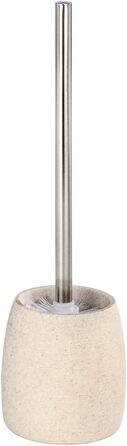 Набір для туалету WENKO Goa: тримач щітки з важкого полірезину (імітація каменю) та щітка з змінним насадком, бежевий, 11,8 x 38,5 см