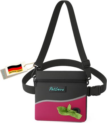 Сумка для кормів PetLove для собак • З магнітною застібкою • Дозатор для відходів • Можна носити на поясі (S, Рожевий)