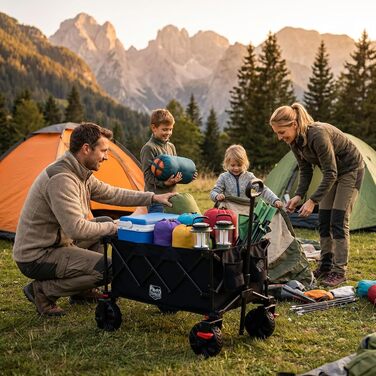 Універсальний складаний візок-тележка Timber Ridge XXL 250л для кемпінгу, саду та пляжу з гальмами, міцний (150 кг), чорний