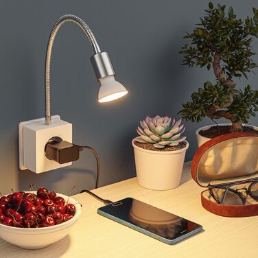 Світлодіодна настільна лампа-прищіпка LESCH з гнучким кронштейном, хром/білий, GU10 10W (1 шт)