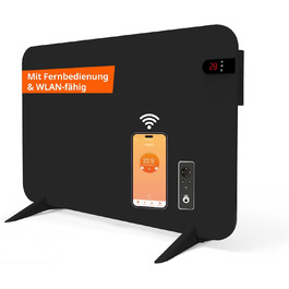 Обігрівач KönigsHaus 450W Smart з інфрачервоним випромінюванням V2 - підлоговий/настінний - керування через Wi-Fi з пульт дистанційного керування - з тримачем для рушників, ніжками та кріпленням. Колір: Білий. Потужність: 450 Вт