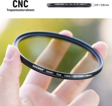 NEEWER 49mm CPL Поляризаційний фільтр з оптичним HD склом, двостороннє покриття 30 шарів, алюмінієва рамка, вологостійкий, стійкий до подряпин, антибліковий