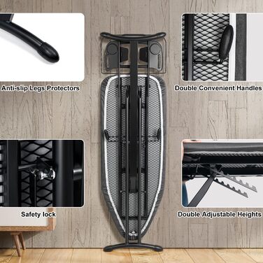 Гладильна дошка Duwee Extra Wide Deluxe з підставкою для праски, чорна, 117 x 43 см