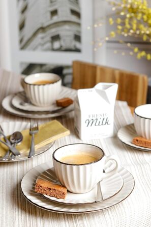 MÄSER Osita: Ретро кавовий сервіс на 6 осіб (18 предметів), кремовий білий, кераміка