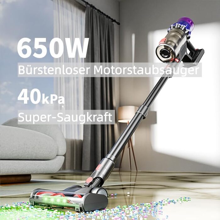 Bergexpertе Orizom: Бездротовий пилосос з автоматичним визначенням забруднення, 60 хв роботи, для килимів, твердих підлог та шерсті тварин, 550 Вт (фіолетовий)