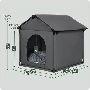 Будка для котів та собак: велика, м'яка, 56x51x46 см. Підходить для Бігль, Французький бульдог, Вельський коргі. З м'яким килимком.