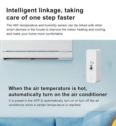 WiFi Hygrometer Thermometer Sensor: Smart Temperature Humidity Monitor, with Remote Monitoring and TUYA APP Notification Alarm, No Hub Required, Works with Alexa (2-Pack)
