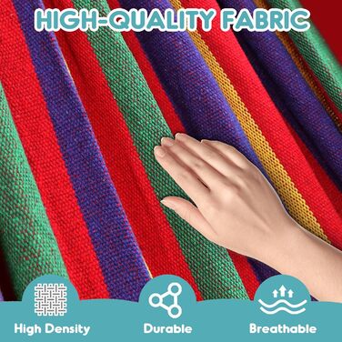 Гамак садовий ANYOO з дерев'яною перекладиною, червоний - зручний гамак для тераси, саду, пляжу