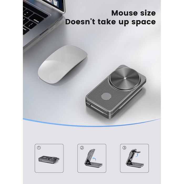 Магнітна бездротова зарядка 3-в-1 для Samsung Galaxy S26 Ultra, S25, Z Fold 7, Z Flip 7, Galaxy Watch Ultra/8/7/6 та Buds Pro 3 (Сірий)