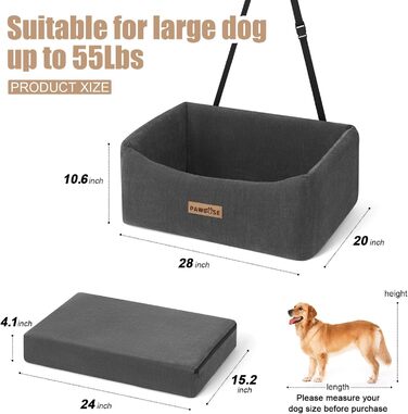 Автокрісло для собак середніх порід до 15 кг з ременем безпеки, знімне та миється (сірий)