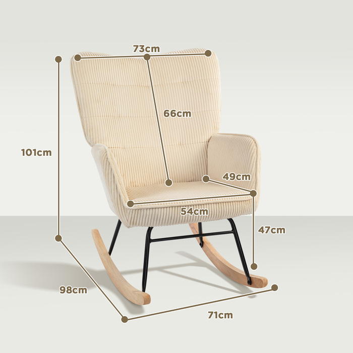 HOMCOM Rocking Chair, Rocking Armchair with Rope Design, Armrests, Chair with Wooden Skids, Recliner for Living Room, Bedroom, Beige | Aosom