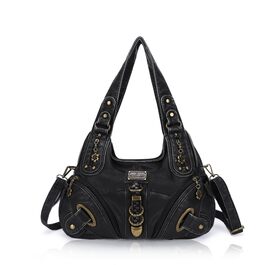Сумка жіноча Angel Kiss Hobo через плече з PU шкіри, чорна (801) - багато відділень