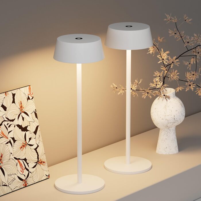 Світлодіодний акумуляторний настільний світильник Klighten з димером, сенсорний, металевий, алюмінієвий, IP54, тепле біле світло 3000K, антрацит