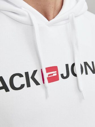 Чоловічий худі з капюшоном JACK & JONES з логотипом, білий, розмір M