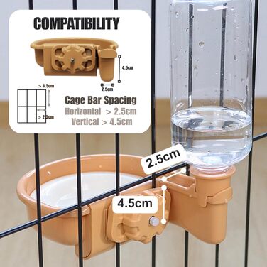 Автоматичний поїльник для собак у клітку, 480 мл, антиперелив, фонтанчик для собак, котів та кроликів (Помаранчевий)