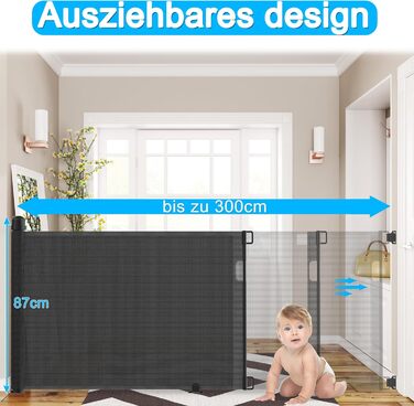 Захист для воріт/сходи NAIZY Rollo - сітка-рольо для дітей та тварин, 300 см, чорний