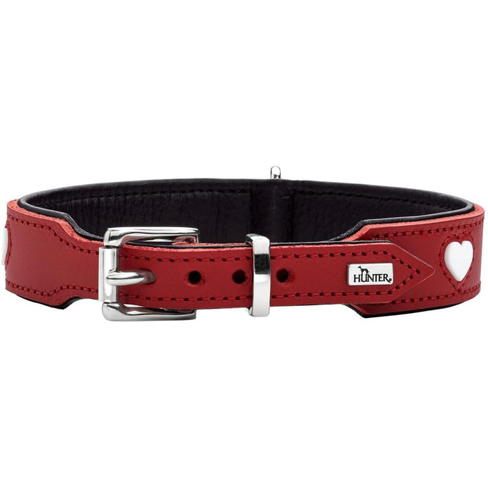 Нашийник для собак HUNTER Love, червоно-чорний, з м'якої шкіри, ручної роботи, розмір 42