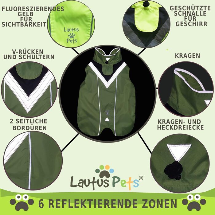 Lautus Pets Dog Raincoat, Waterproof, Reflective, Light Yellow with Collar Hole (XL, Yellow)