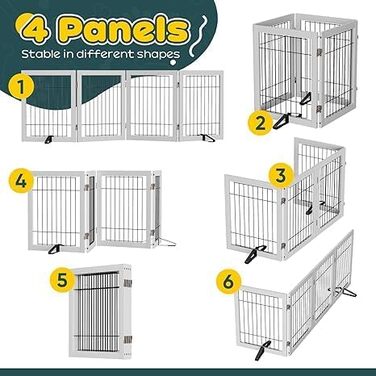 Бамбукове перегородка для тварин Semiocthome з 2 стійками, 61 см, 2 панелі. Безпечний загороджувальний забір для собак та котів, для дому та сходів.