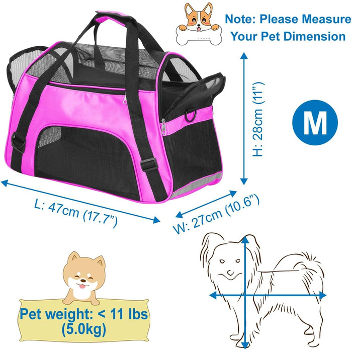 Транслювач для домашніх тварин: котів, собак, кроликів, хом'яків. Підходить для авіаперельотів, м'який, з плечовим ремінцем (M - 47x27x28 см, до 5 кг)