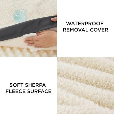 Ортопедичне ліжко для собак BEDSURE - великі породи, 112x81x8 см, м'яке, миється, сіре/бежеве