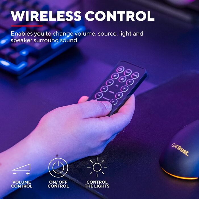 Акустична система Trust Gaming GXT 658 Tytan 5.1 Surround з сабвуфером, LED-підсвічуванням, 180 Вт, для ПК, ноутбука, консолі, TV, чорна