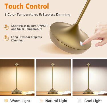 Світлодіодні акумуляторні настільні лампи Hapfish 2 шт, бронзові, димовані, бездротові, водонепроникні, для дому, тераси, ресторану