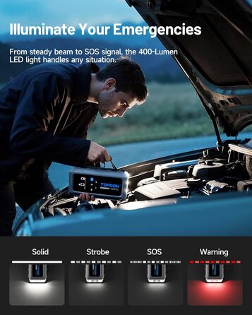 TOPDON V2200Air: Портативний стартер та компресор для авто (2200A, 150PSI)