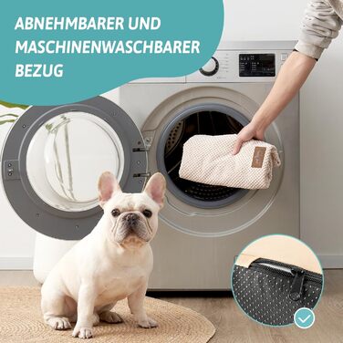 Dog Stairs for Small Dogs, Pet Stairs for Loft Bed made of High-Density Foam, Dog Stairs Dog Ramp with Washable Cover (83x50x57cm-Hole, 5.0) (Beige)