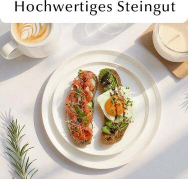 MIAMIO Набір посуду на 8 осіб / 24-тонний сервіз з кераміки Modern/Tafelservice - придатний для миття в посудомийній машині та використання в мікрохвильовій печі - розкішна колекція (великі тарілки (4x), білий)