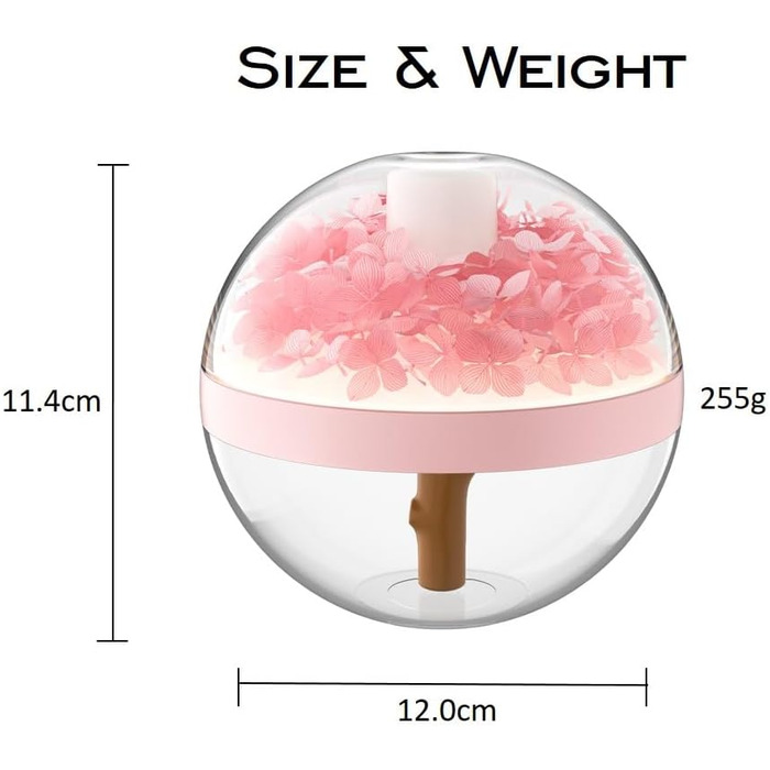 stored a 270 ml water-filled humidifying spray bottle, a fully rechargeable essential oil diffuser, a night light, and a waterless drain (Pink)